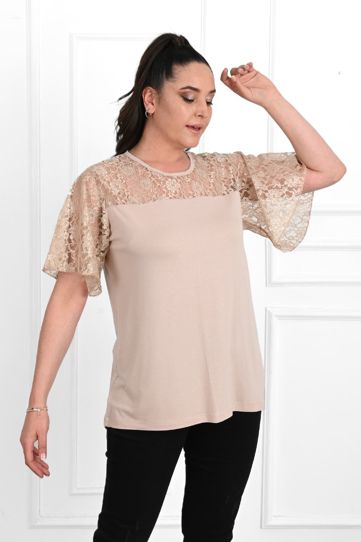 Női plus size csipkés póló 1428-23