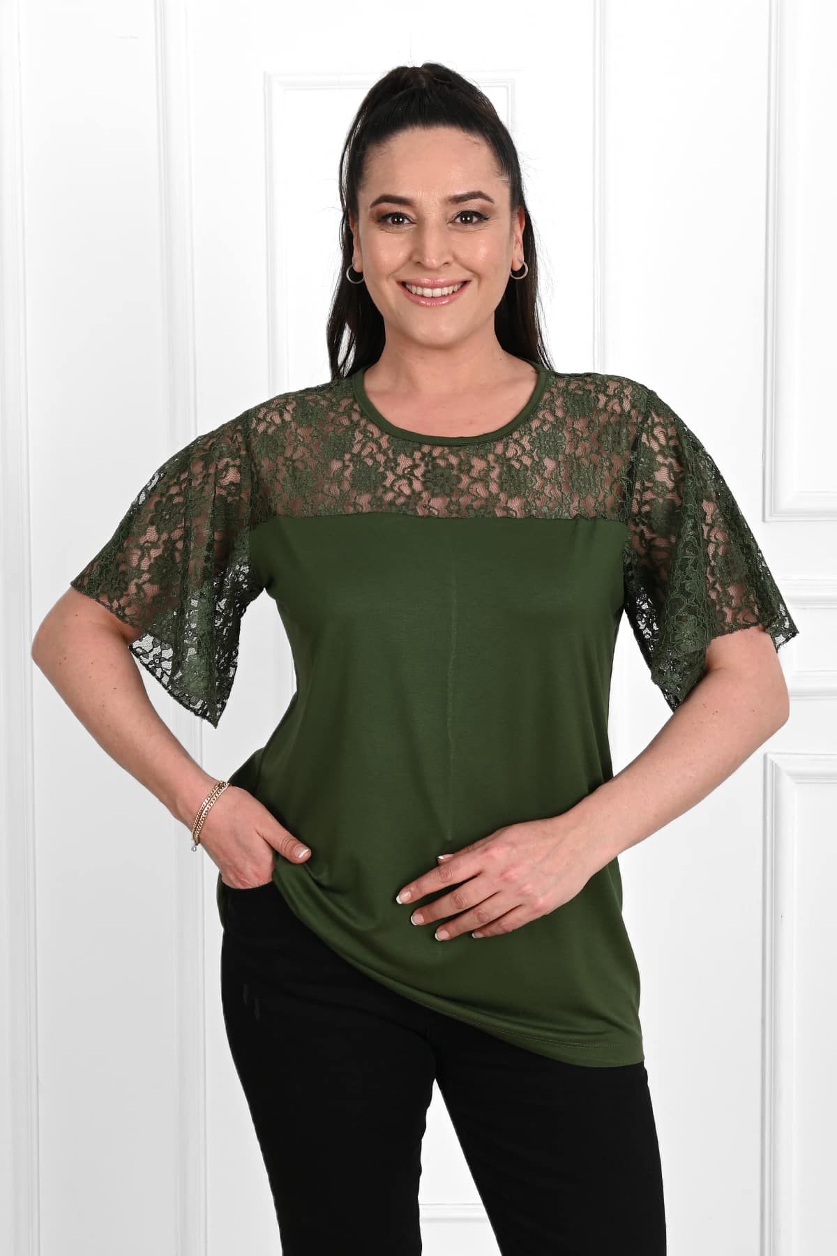 Női plus size csipkés póló 1428-23