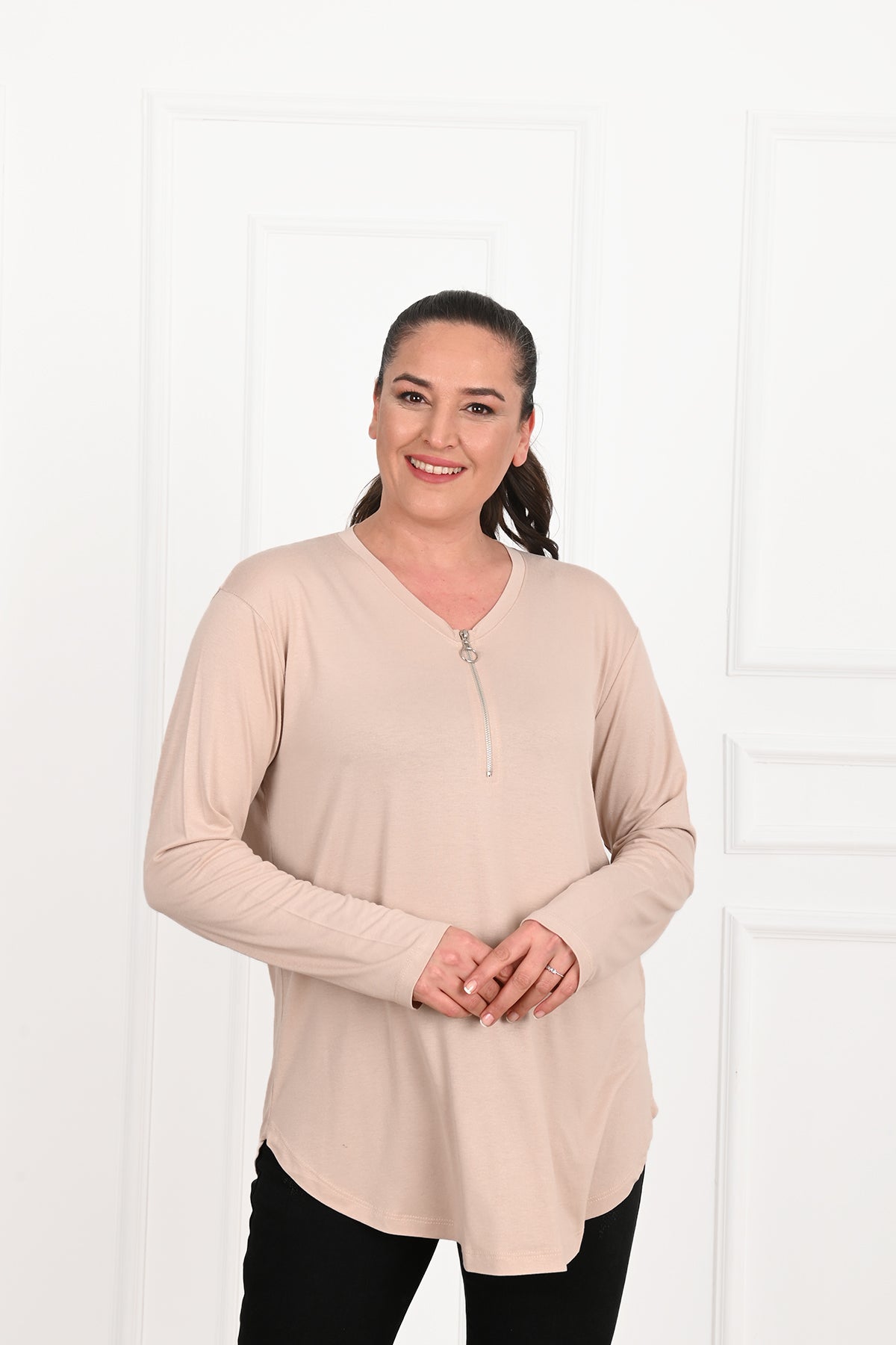 Női plus size blúz cipzárral 1387-23