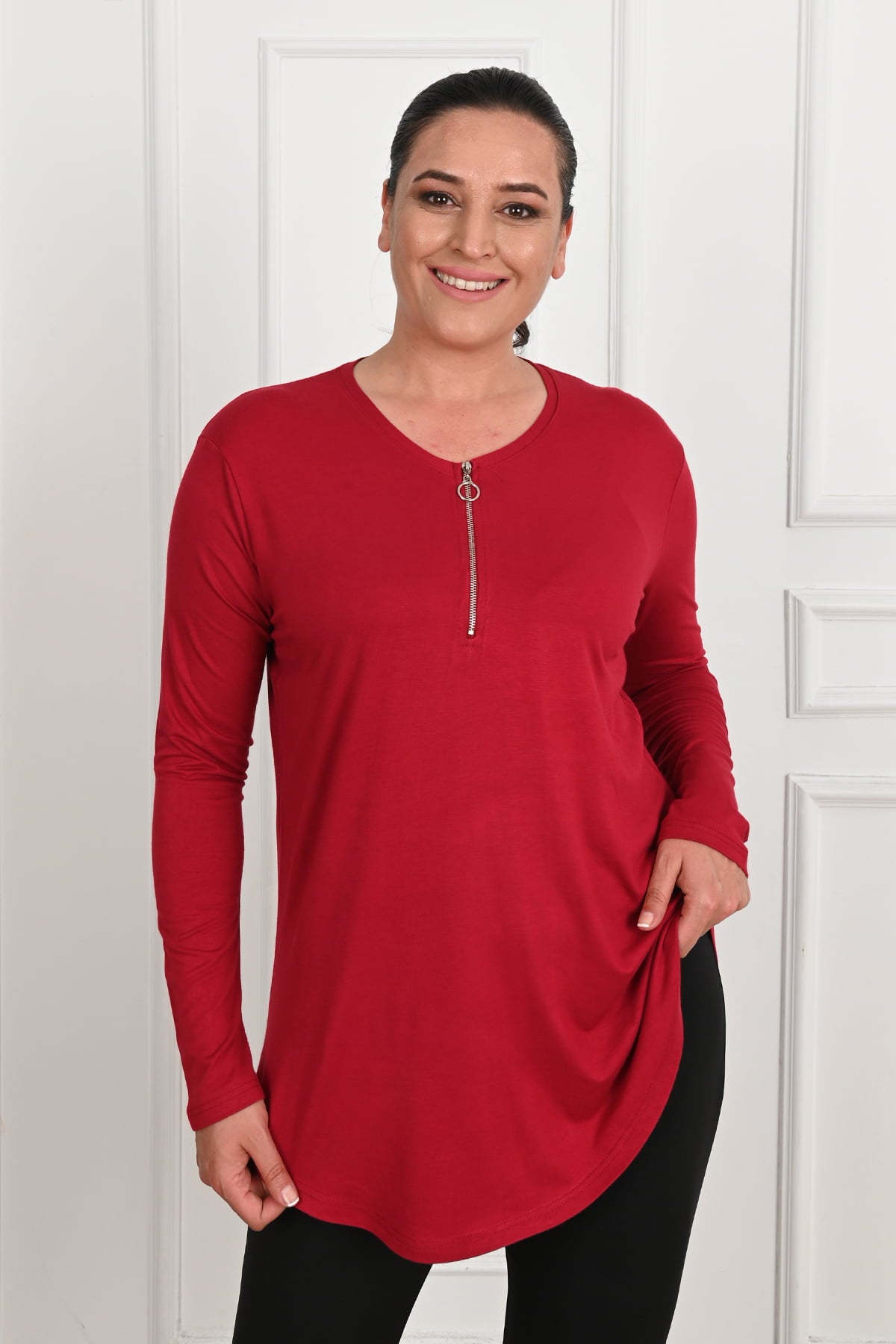 Női plus size blúz cipzárral 1387-23