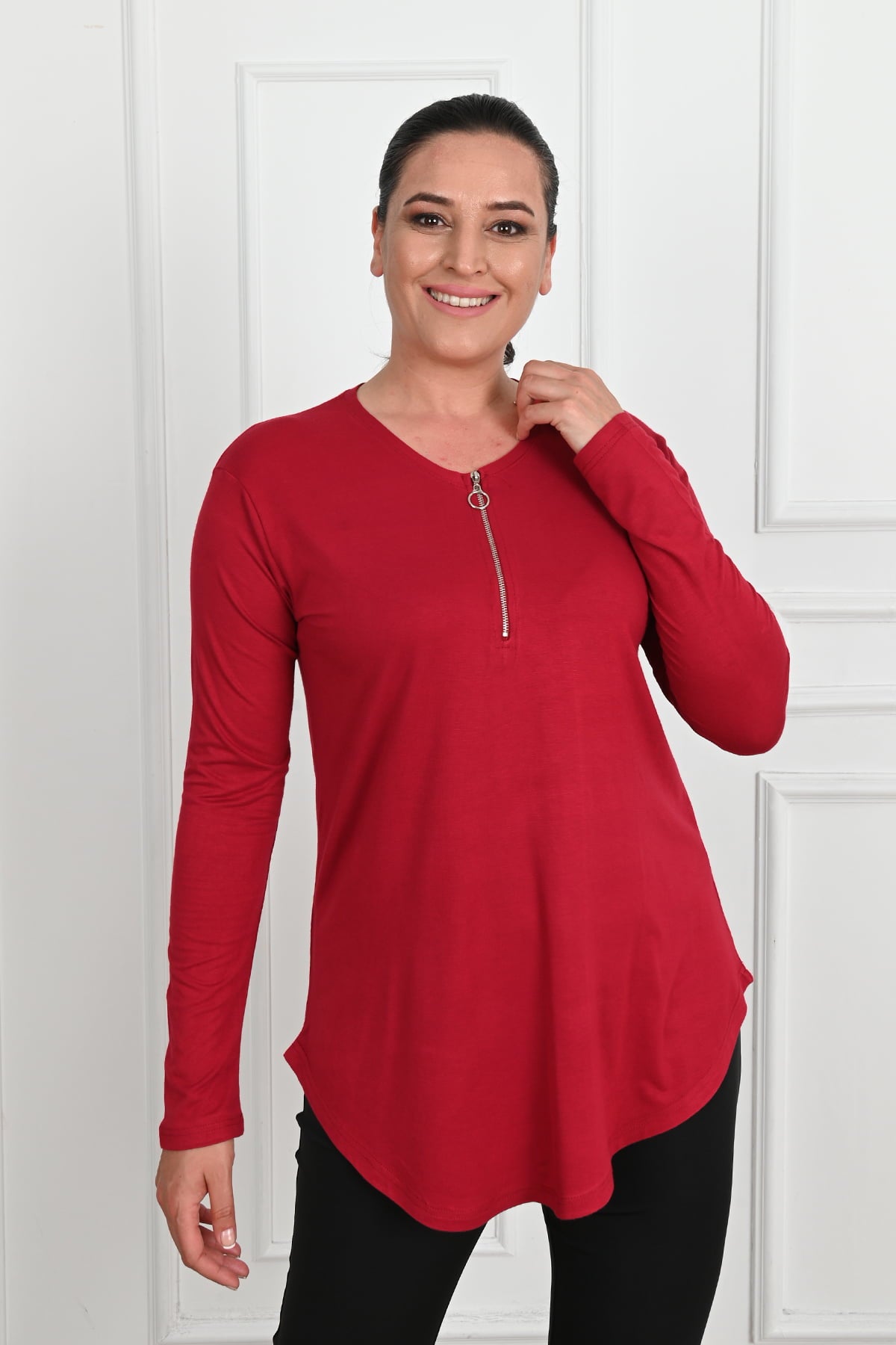 Női plus size blúz cipzárral 1387-23