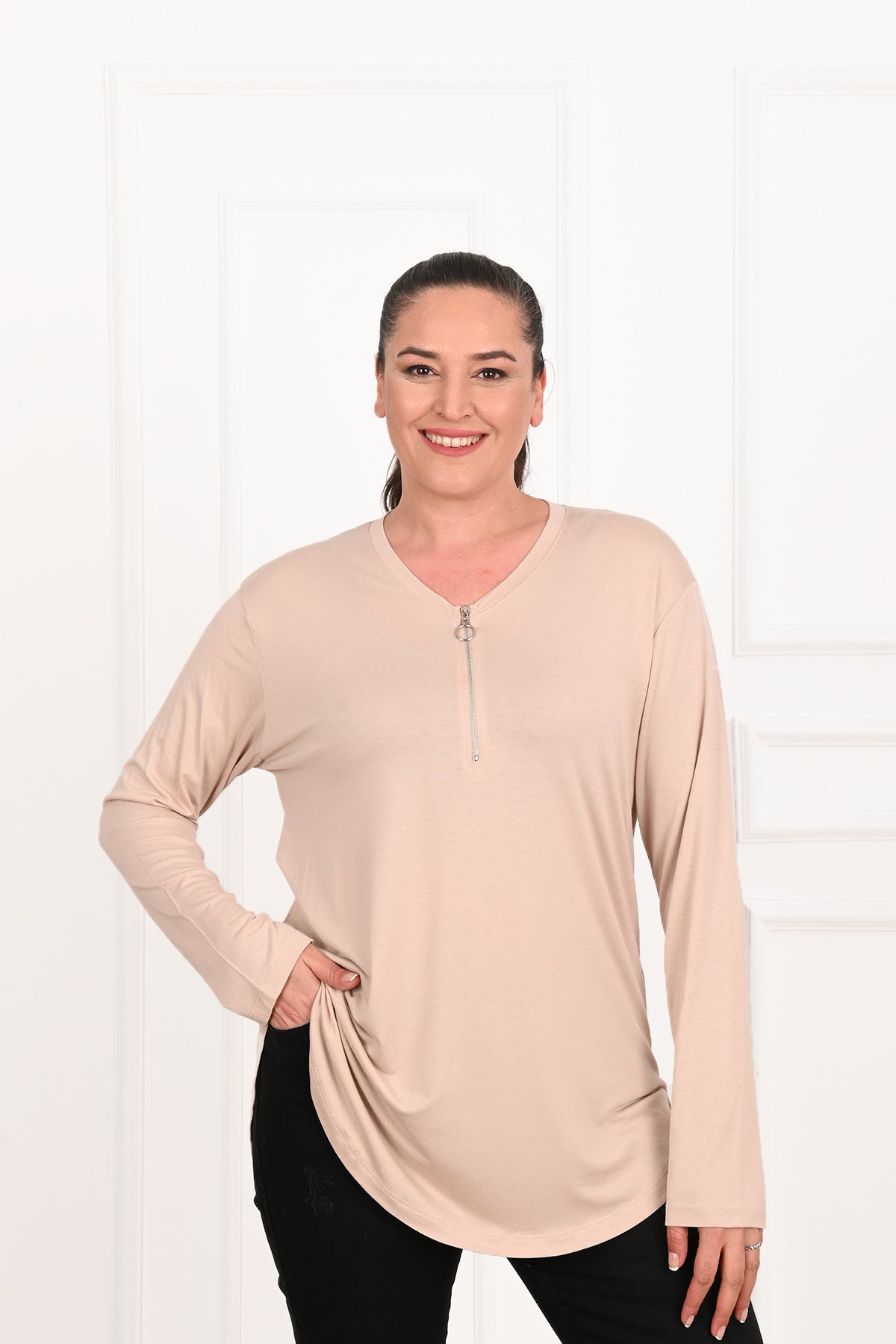 Női plus size blúz cipzárral 1387-23