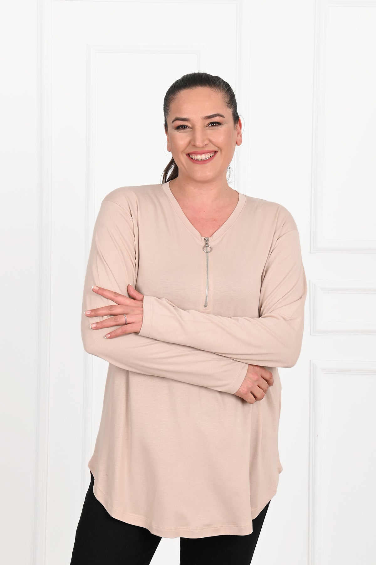Női plus size blúz cipzárral 1387-23