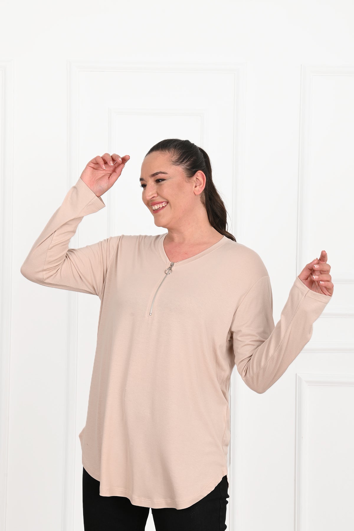 Női plus size blúz cipzárral 1387-23