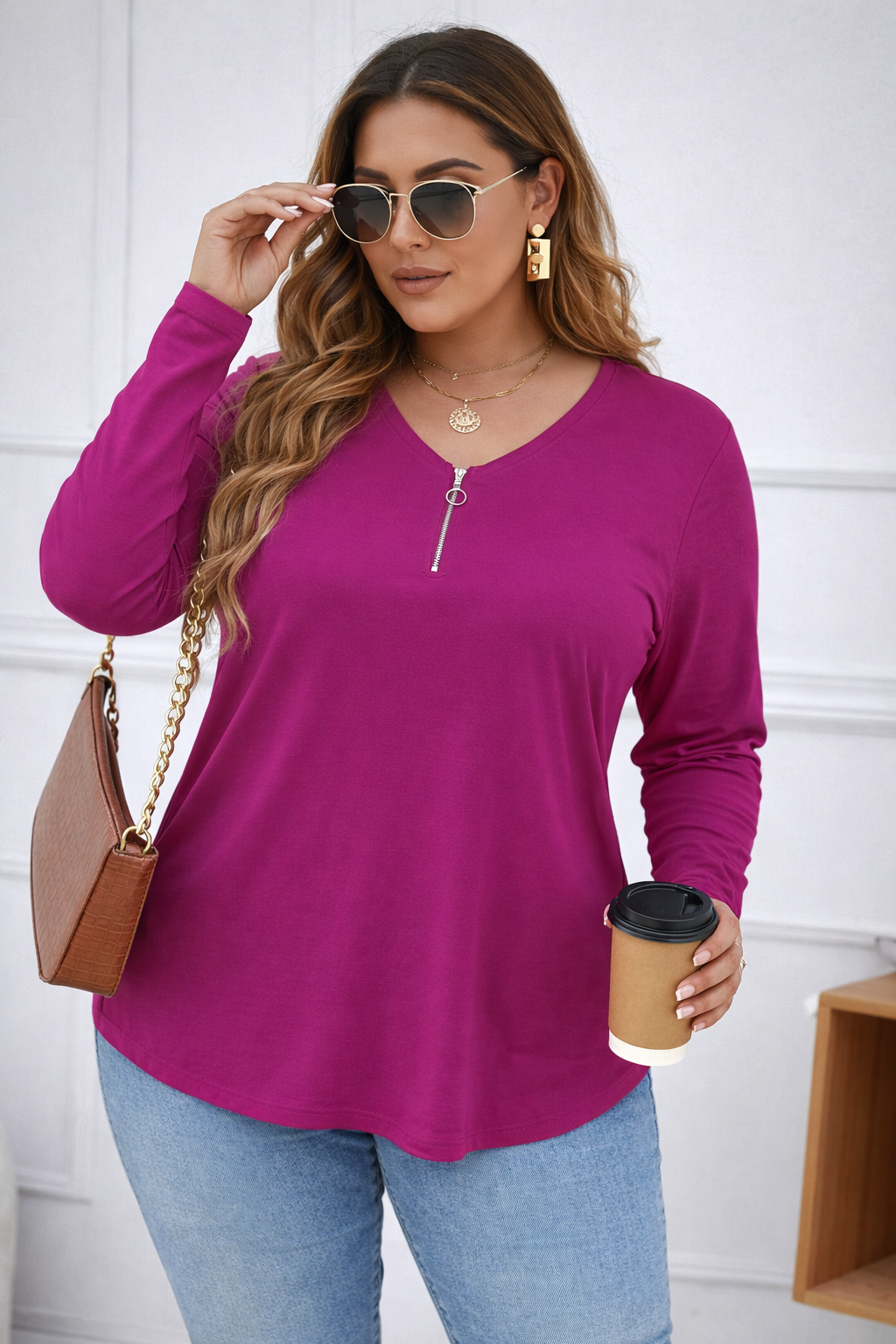 Női plus size blúz cipzárral 1387-23