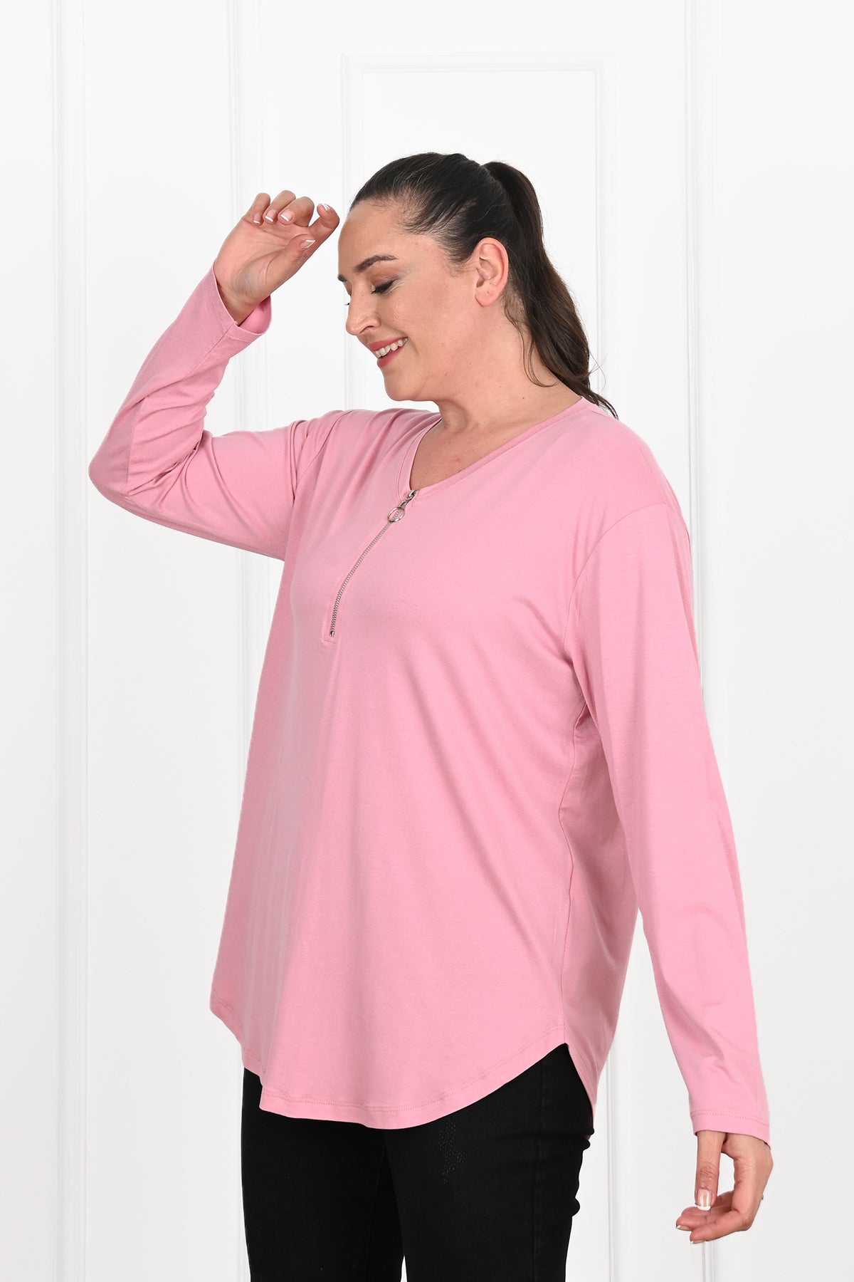 Női plus size blúz cipzárral 1387-23