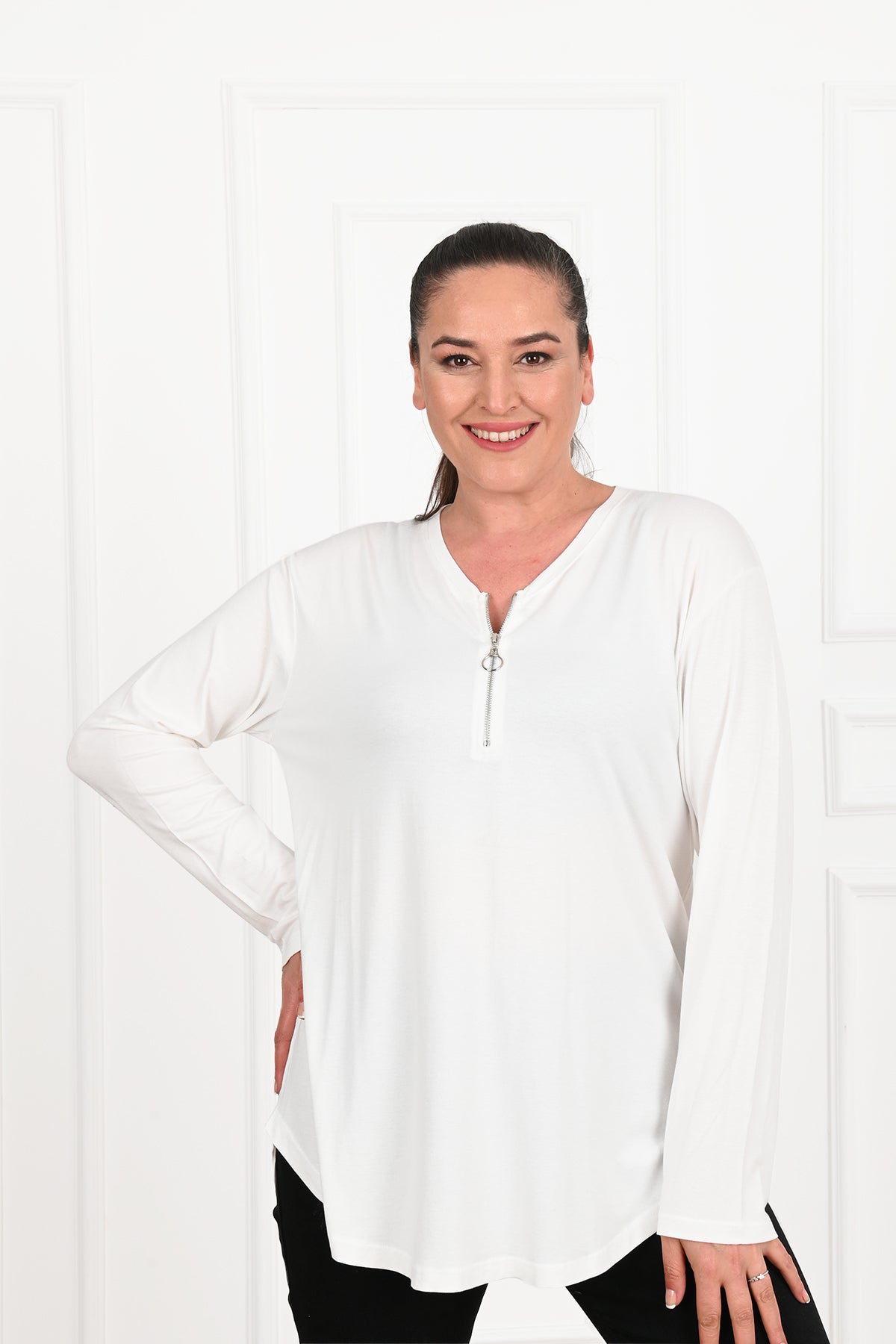 Női plus size blúz cipzárral 1387-23