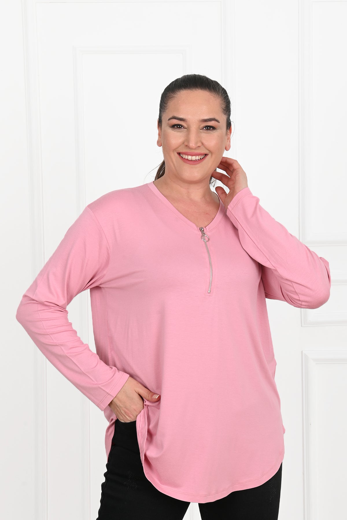 Női plus size blúz cipzárral 1387-23