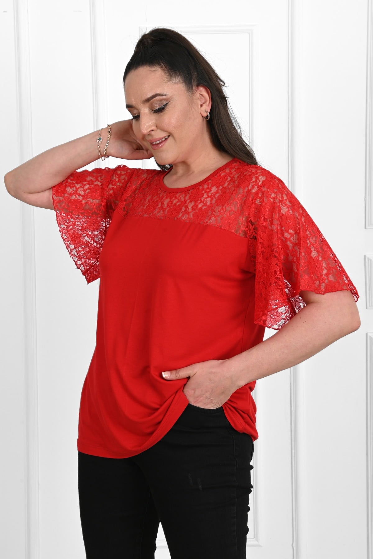 Női plus size csipkés póló 1428-23