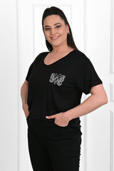 Női póló plus size Butterflies 1462-23