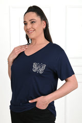 Női póló plus size Butterflies 1462-23