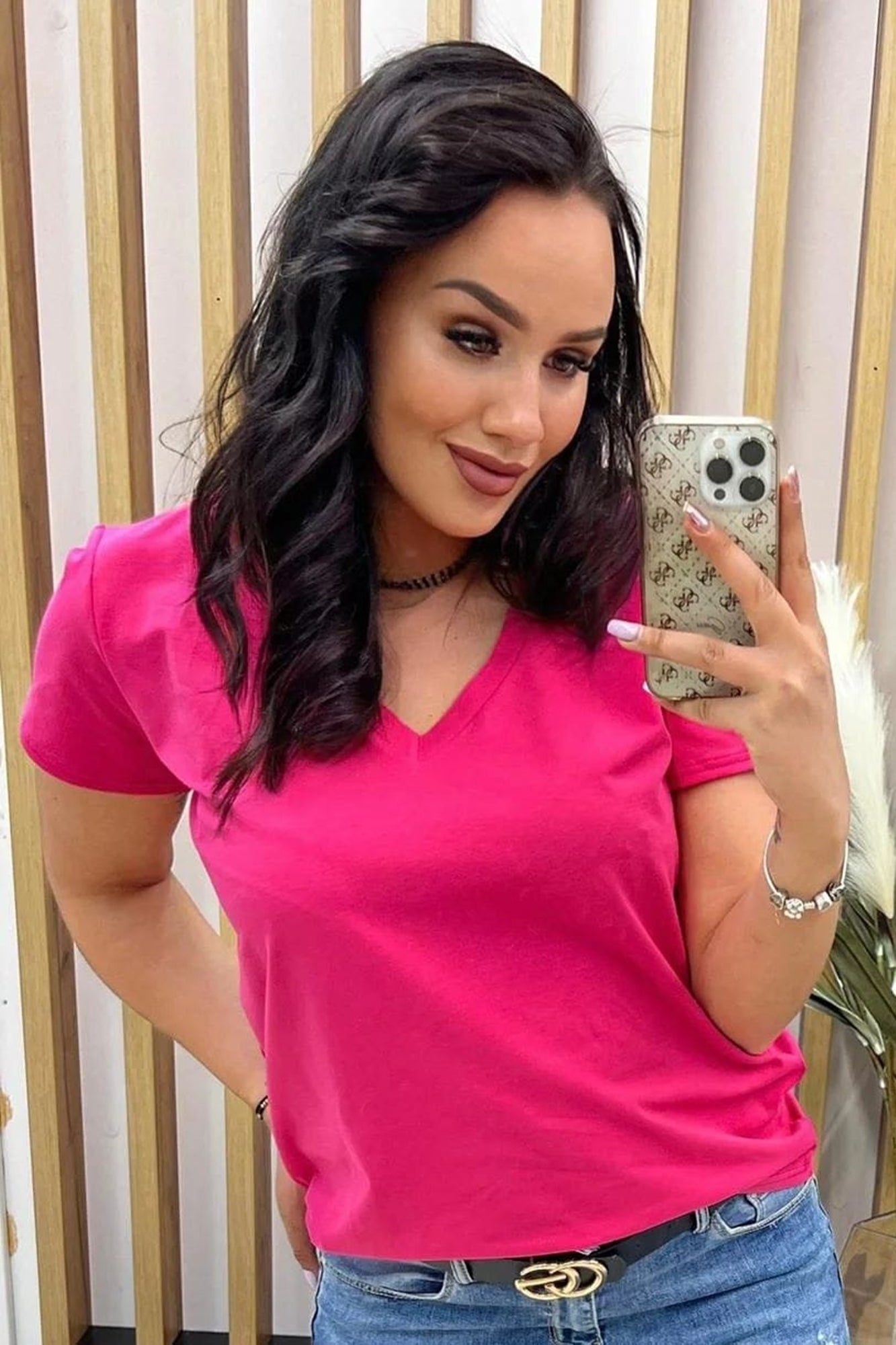 Női plus size V-nyakú póló 1698