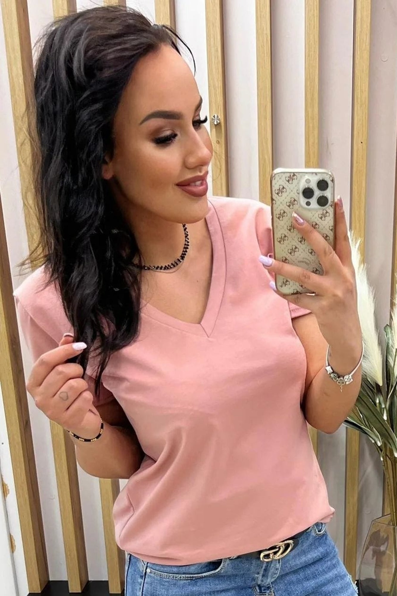 Női plus size V-nyakú póló 1698