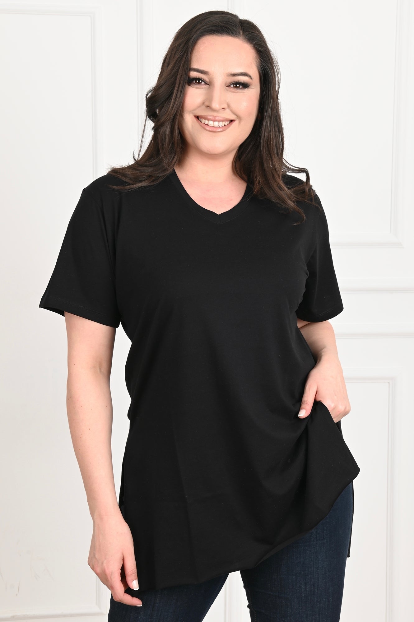Női plus size V-nyakú póló 1698