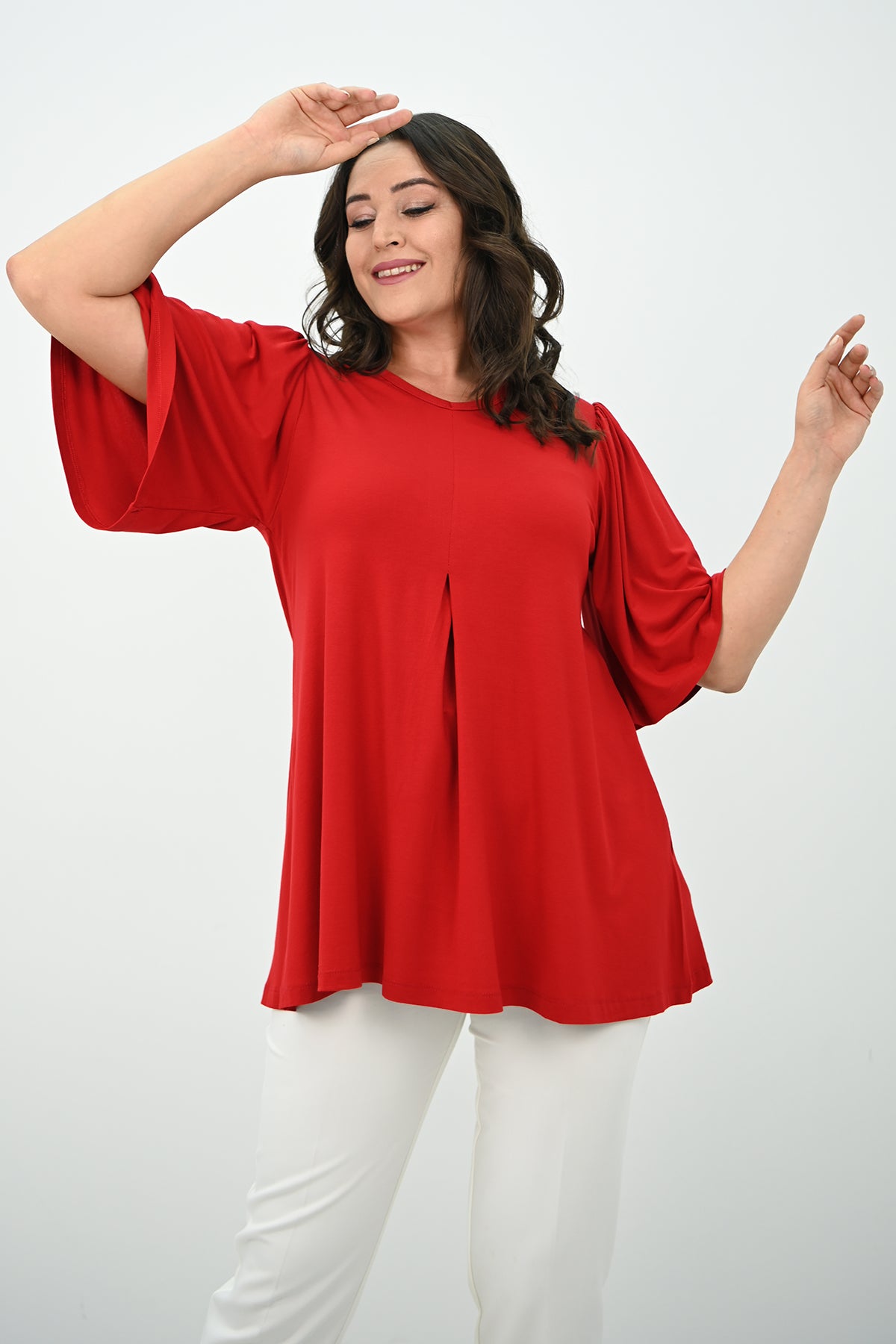 Női blúz, plus size, rakott 1847-25