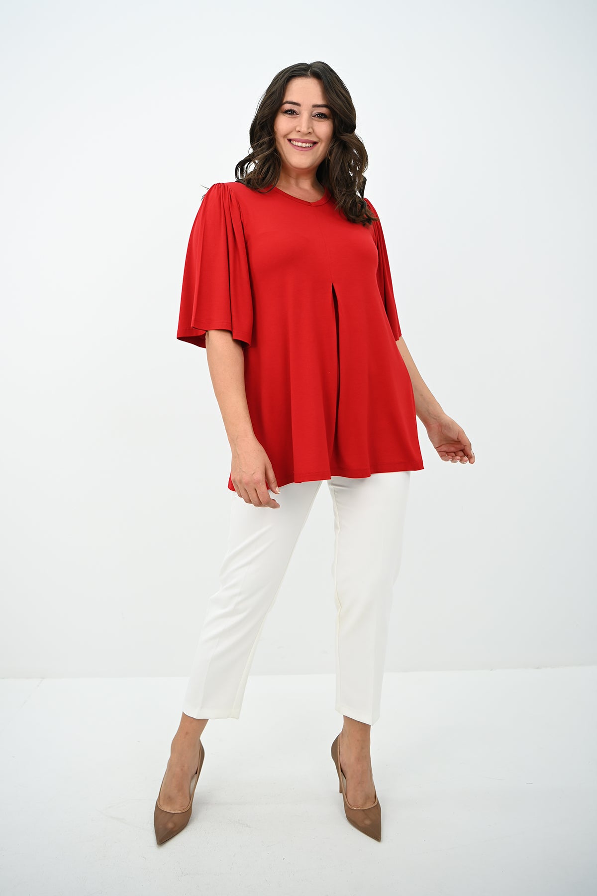 Női blúz, plus size, rakott 1847-25