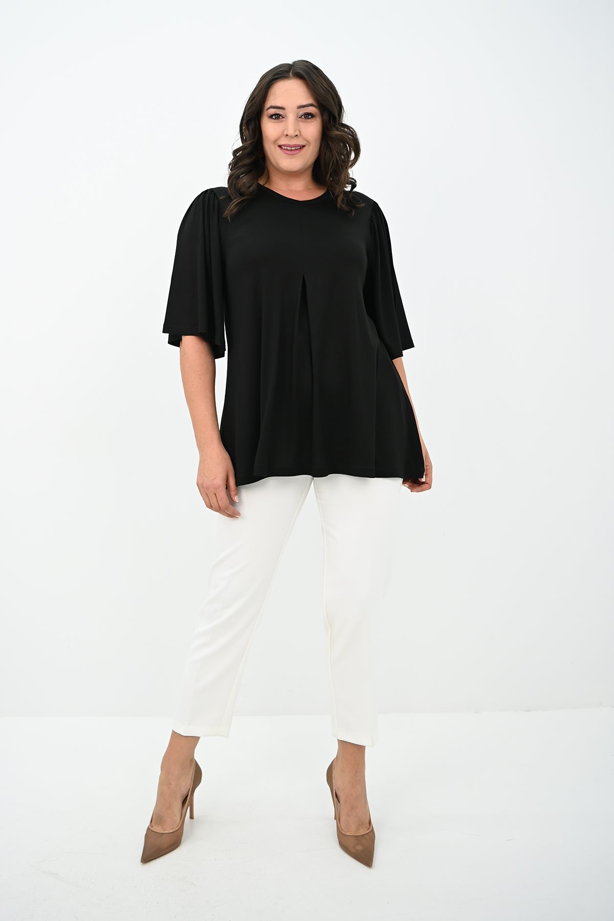 Női blúz, plus size, rakott 1847-25