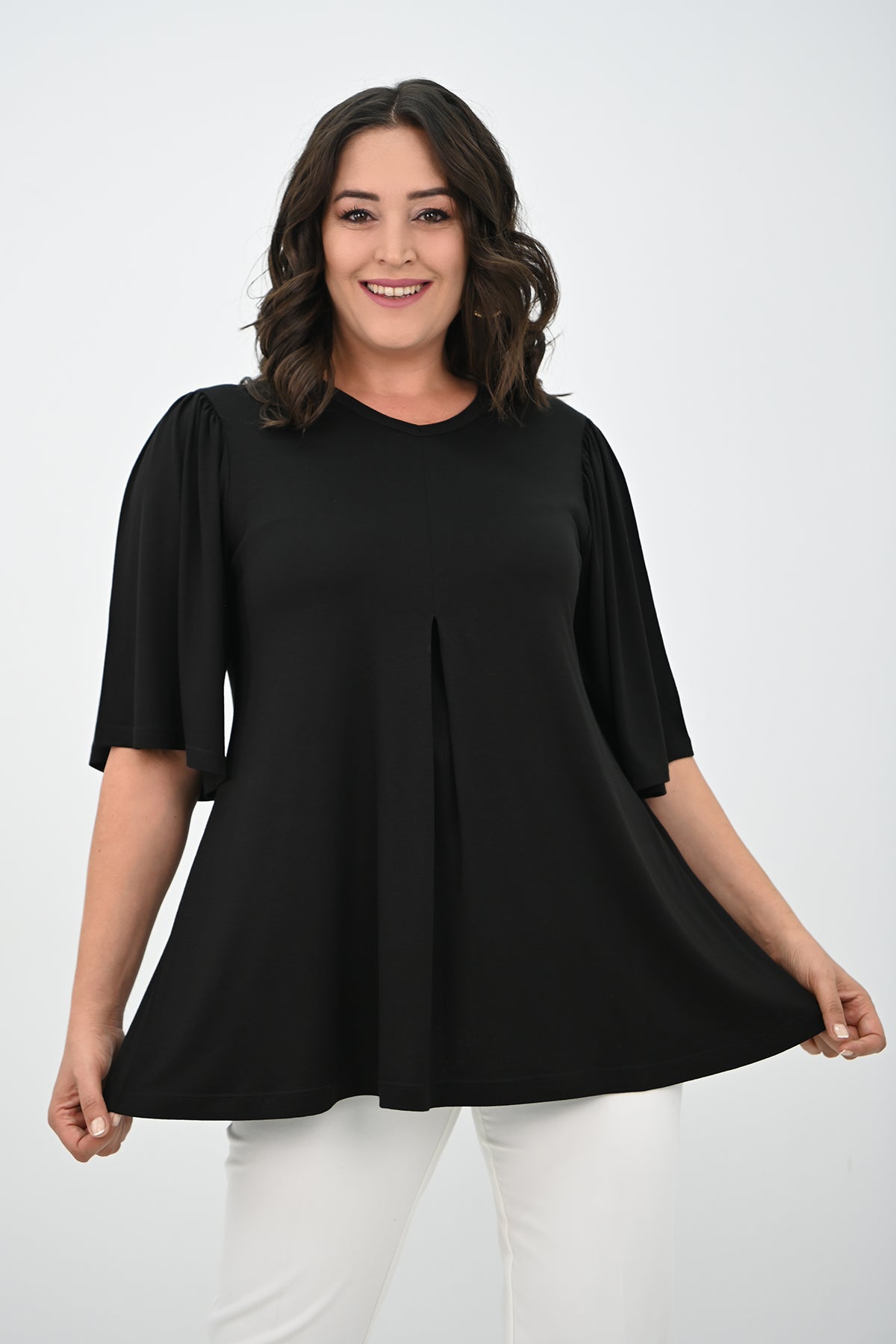 Női blúz, plus size, rakott 1847-25