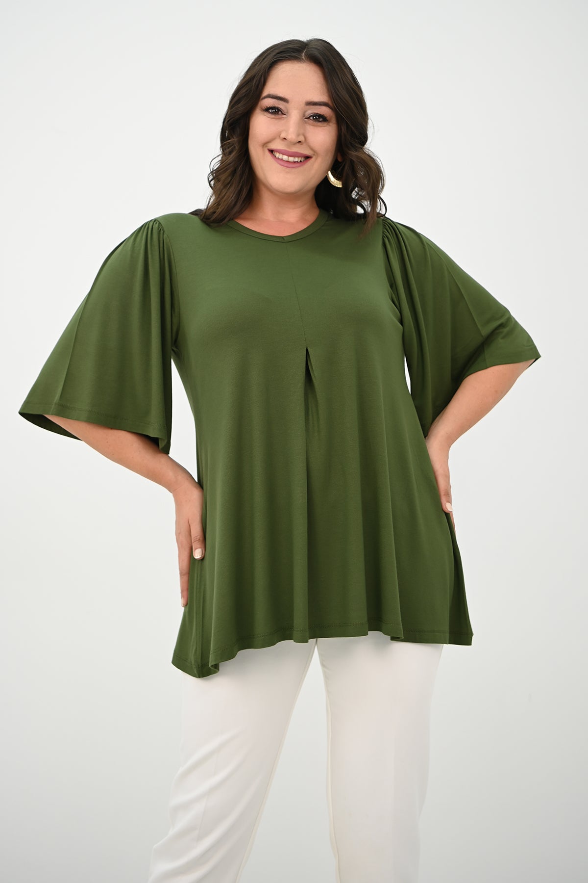 Női blúz, plus size, rakott 1847-25
