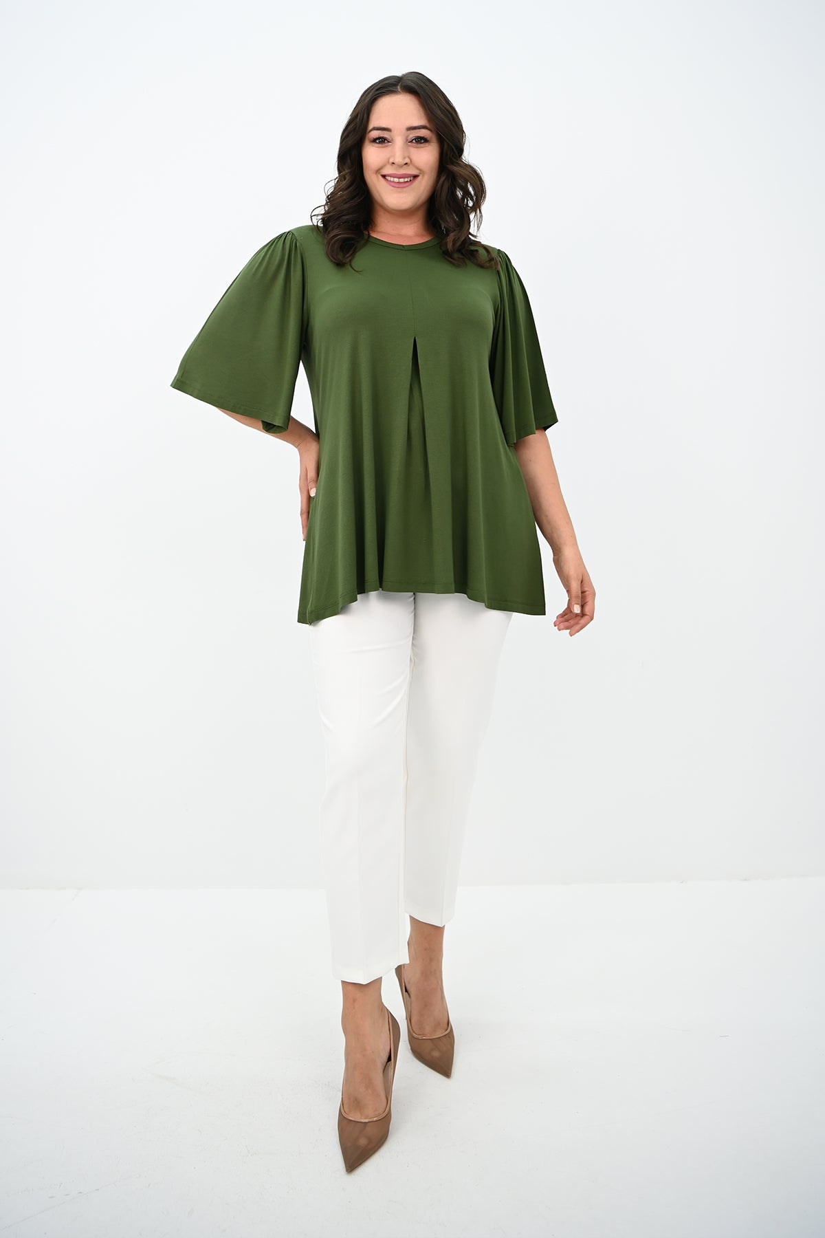 Női blúz, plus size, rakott 1847-25