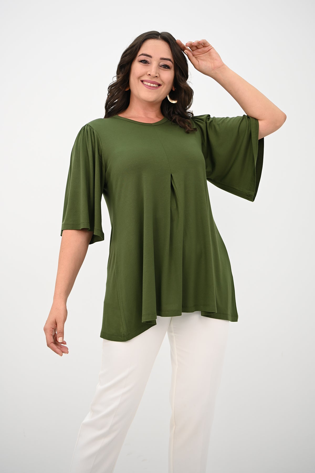 Női blúz, plus size, rakott 1847-25