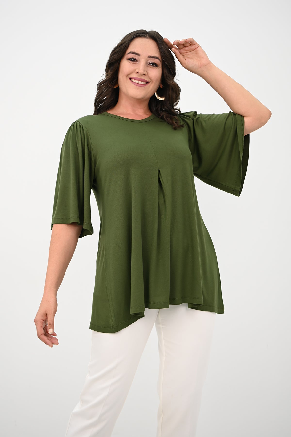 Női blúz, plus size, rakott 1847-25