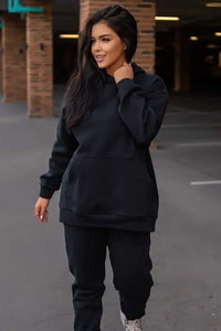Női melegítőruha plus size bélelt, egyszínű 3602-23