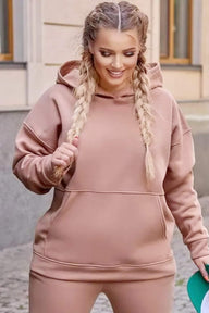 Női melegítőruha plus size bélelt, egyszínű 3602-23