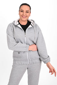 Női plus size bélelt cipzáras melegítőruha fehér 3557-23