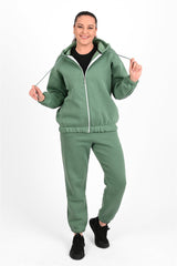 Női plus size bélelt cipzáras melegítőruha fehér 3557-23