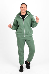 Női plus size bélelt cipzáras melegítőruha fehér 3557-23