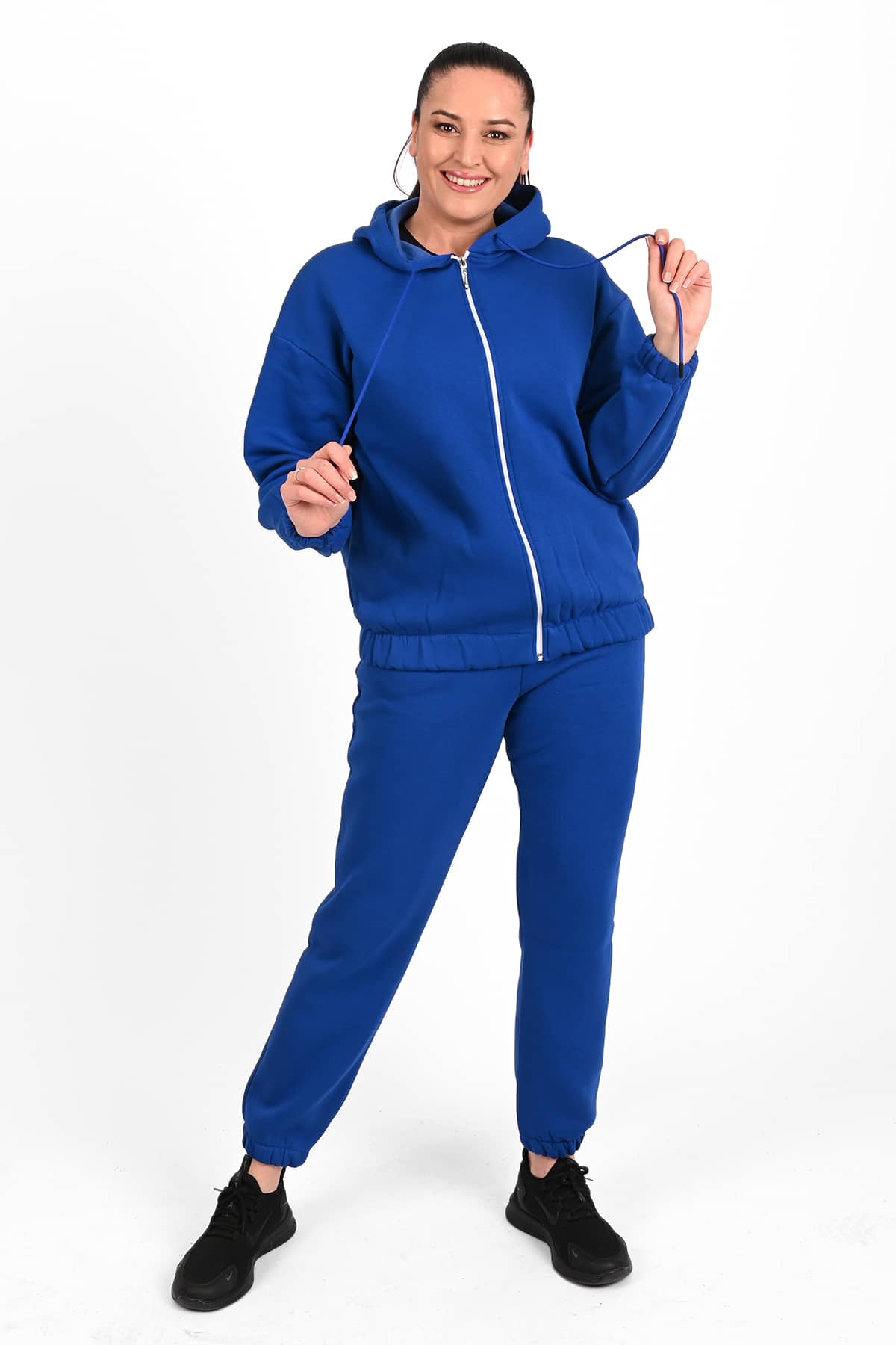 Női plus size bélelt cipzáras melegítőruha fehér 3557-23