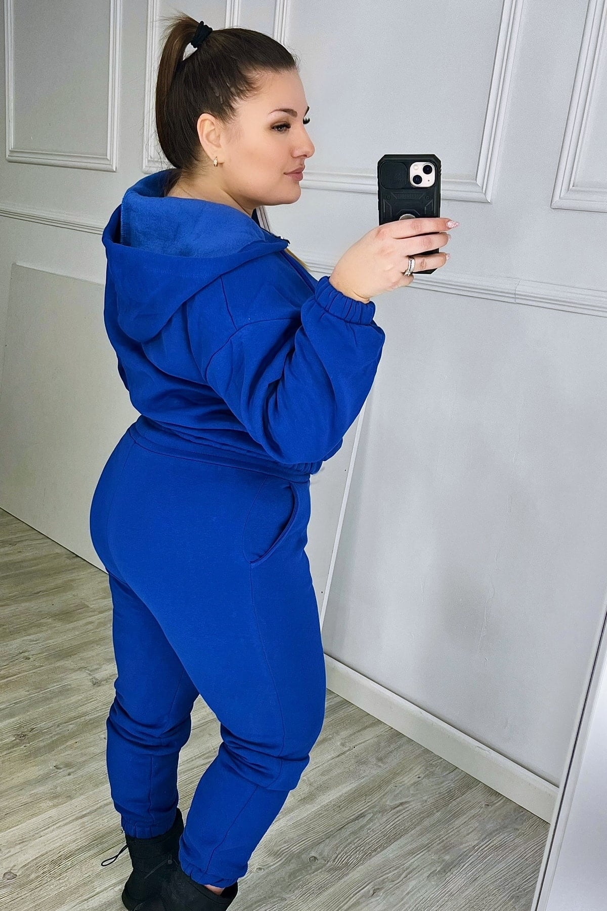 Női plus size bélelt cipzáras melegítőruha fehér 3557-23