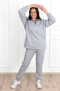 Női melegítőruha plus size bélelt, egyszínű 3578-23