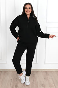 Női melegítőruha plus size bélelt, egyszínű 3578-23