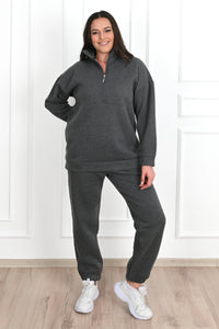 Női melegítőruha plus size bélelt, egyszínű 3578-23