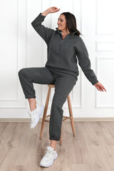 Női melegítőruha plus size bélelt, egyszínű 3578-23