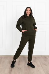 Női melegítőruha plus size bélelt, egyszínű 3602-23