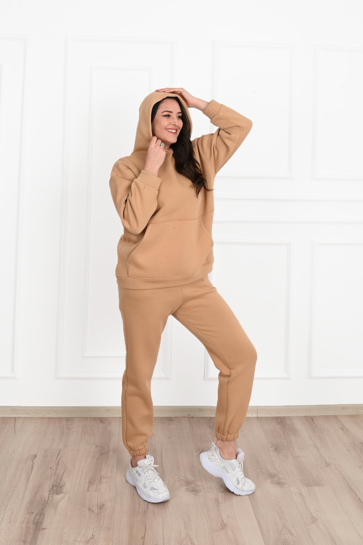 Női melegítőruha plus size bélelt, egyszínű 3602-23