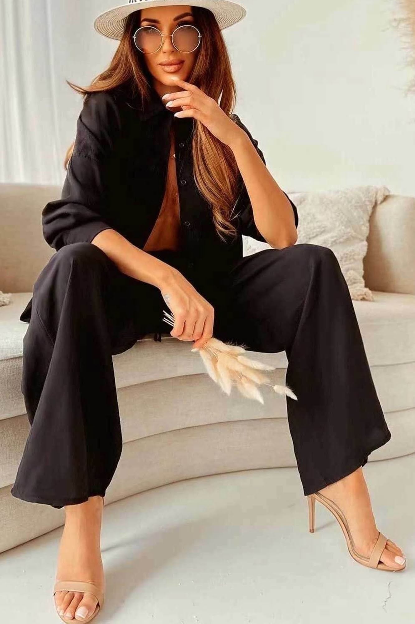 Plus size női vászonkosztüm 3686-23