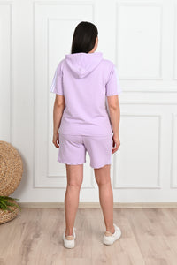 Trening dama marimi mari cu dungi si pantaloni scurti 3768-23