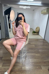 Trening dama marimi mari cu dungi si pantaloni scurti 3768-23