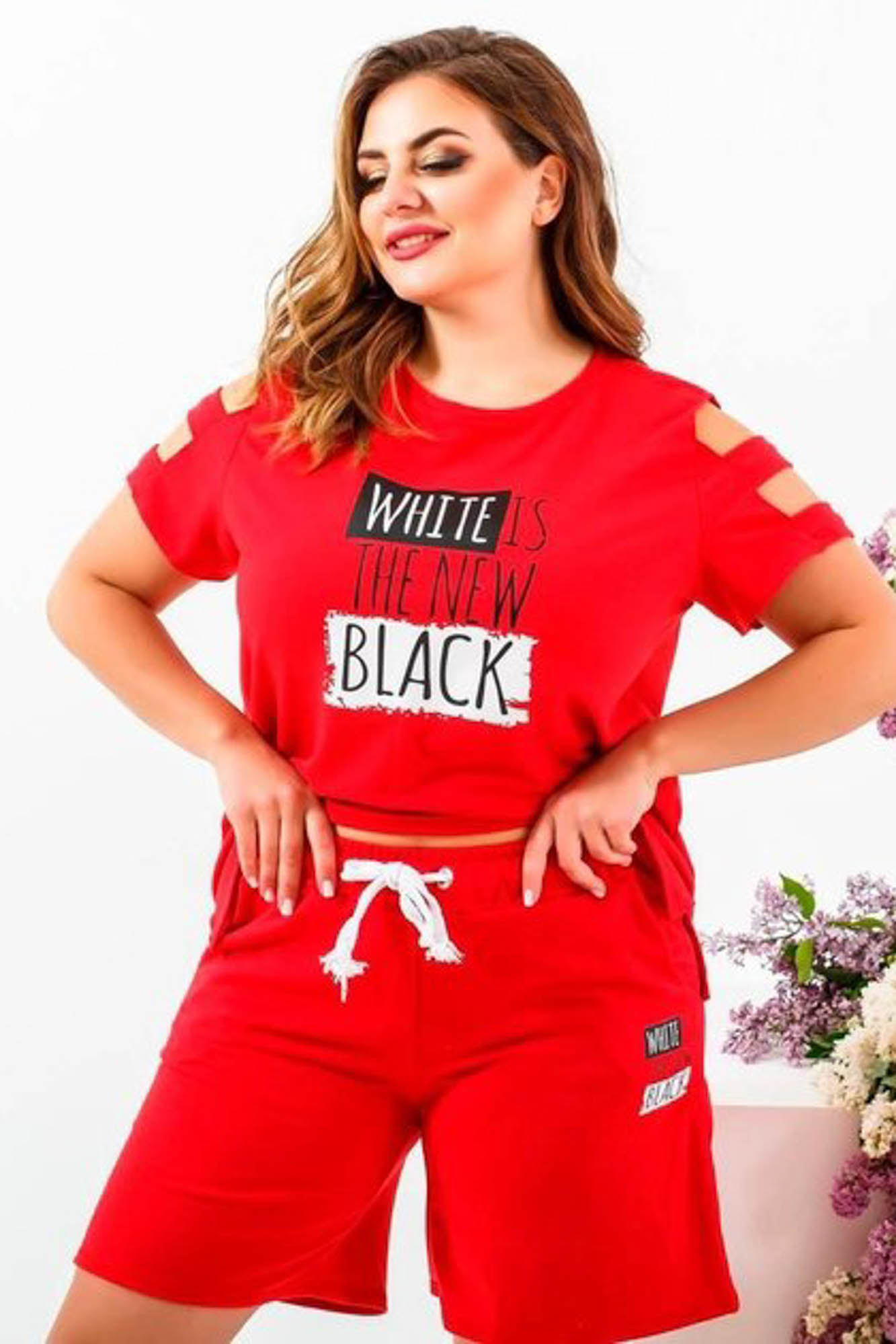 Női melegítőruha plus size fehér 3802-23