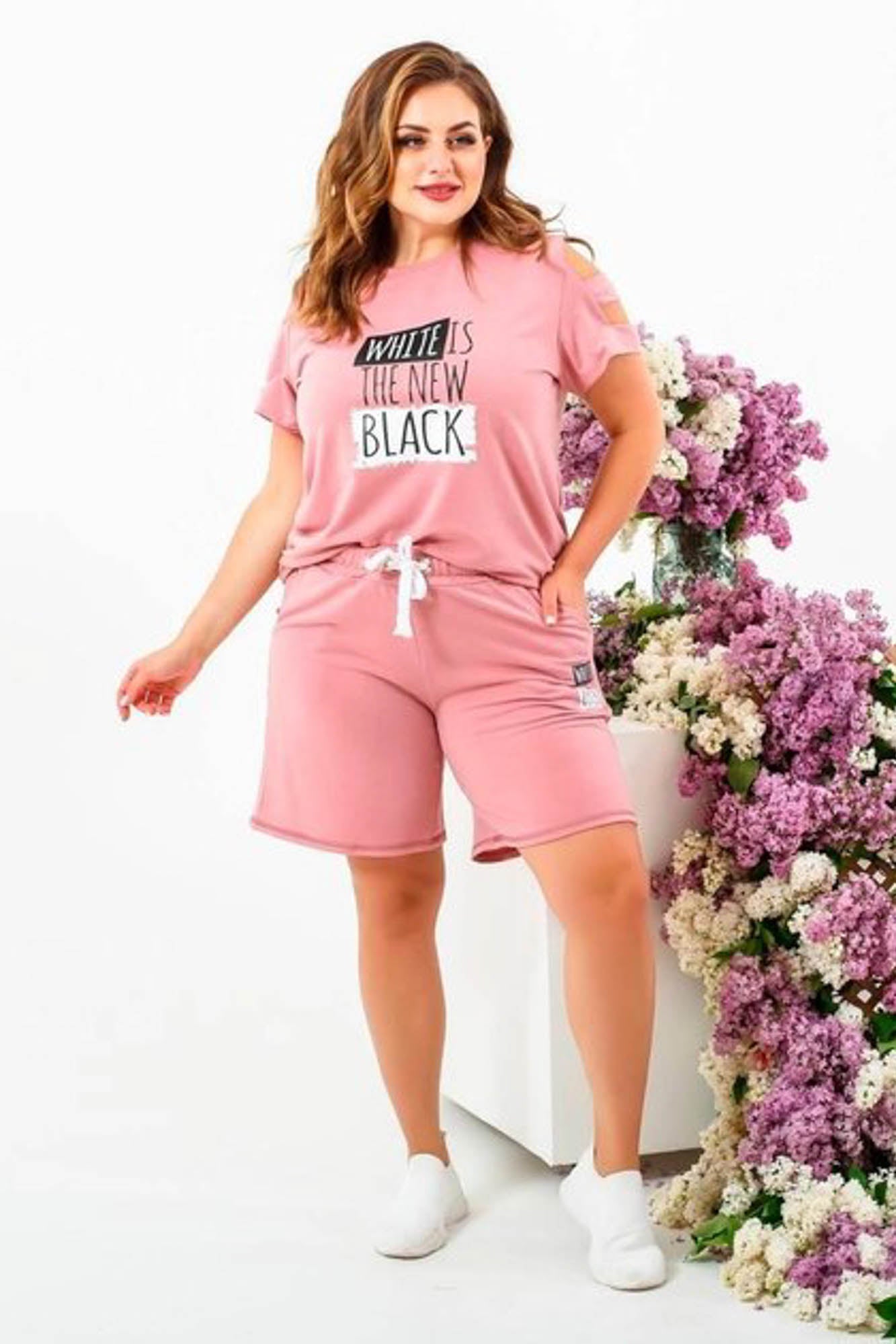 Női melegítőruha plus size fehér 3802-23