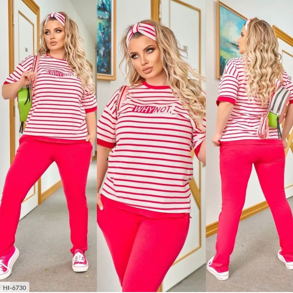 Női melegítő plus size csíkos WHY NOT 3803-23