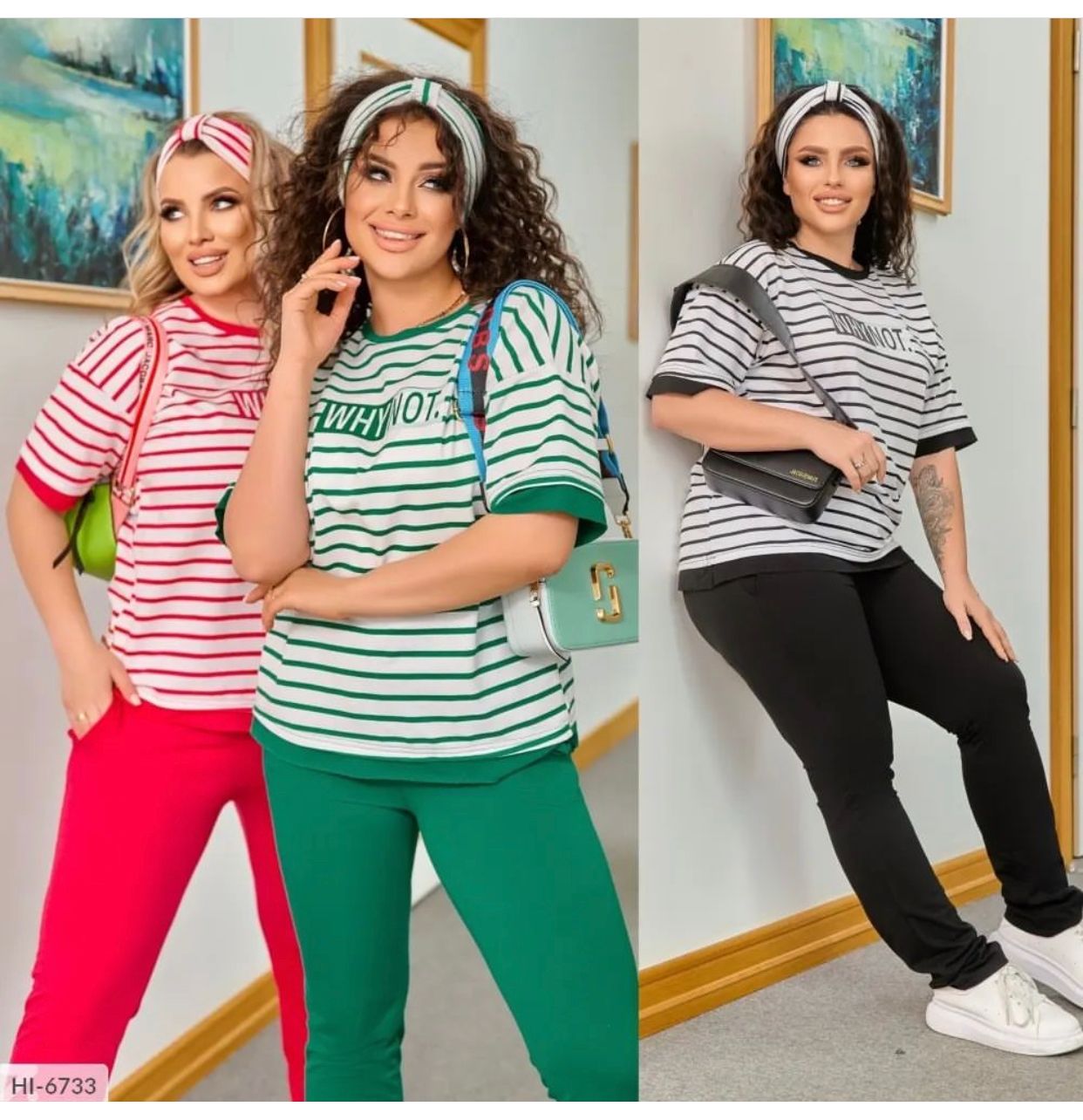Női melegítő plus size csíkos WHY NOT 3803-23