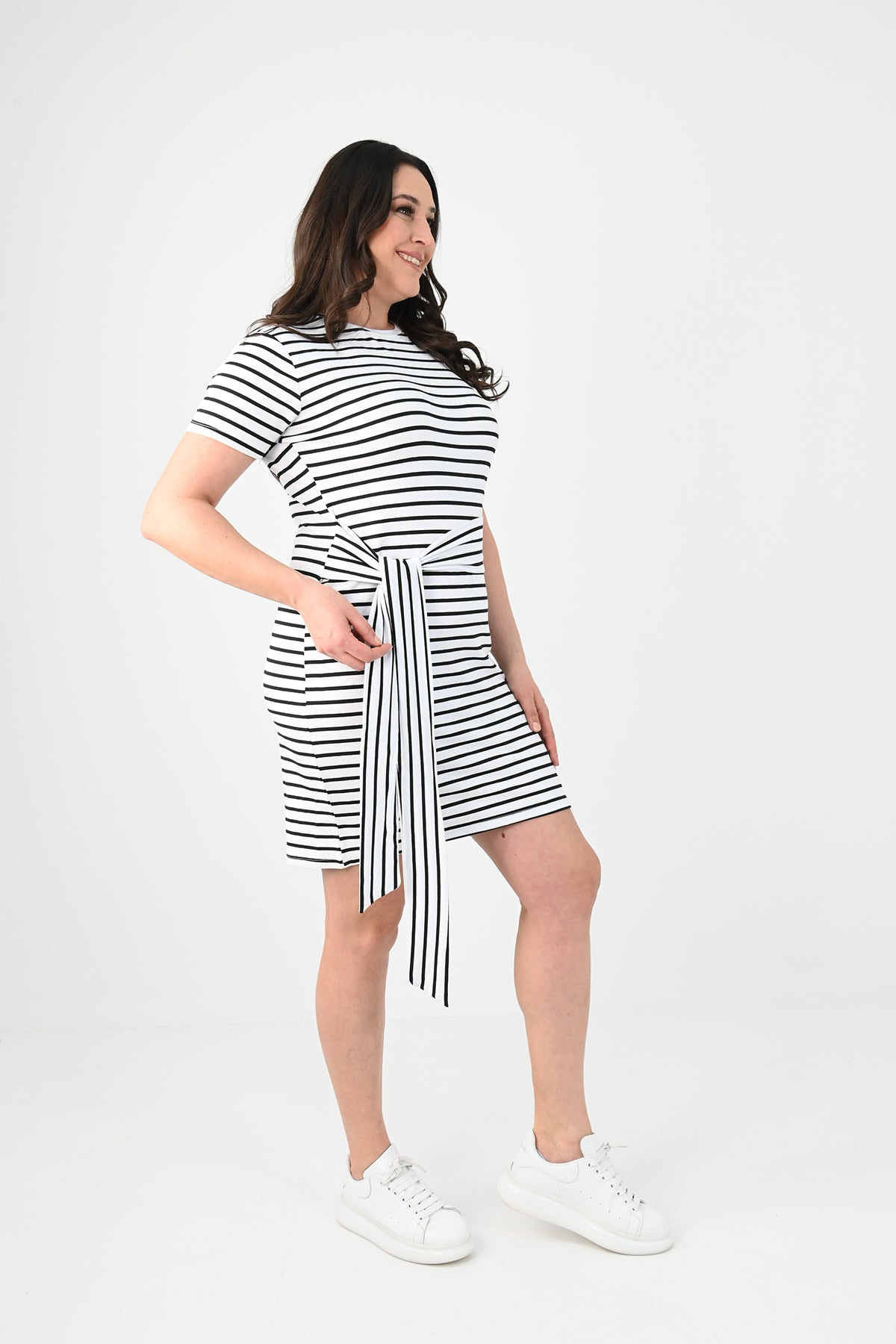 Női plus size csíkos ruha 5082