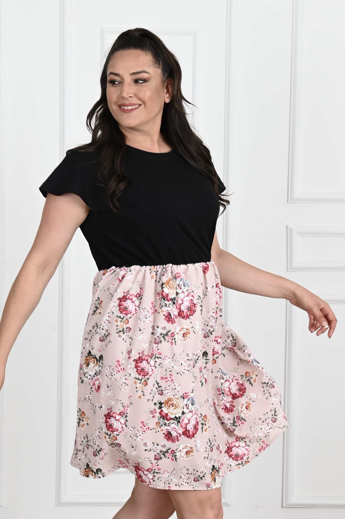 Női plus size virágmintás ruha 5091-22