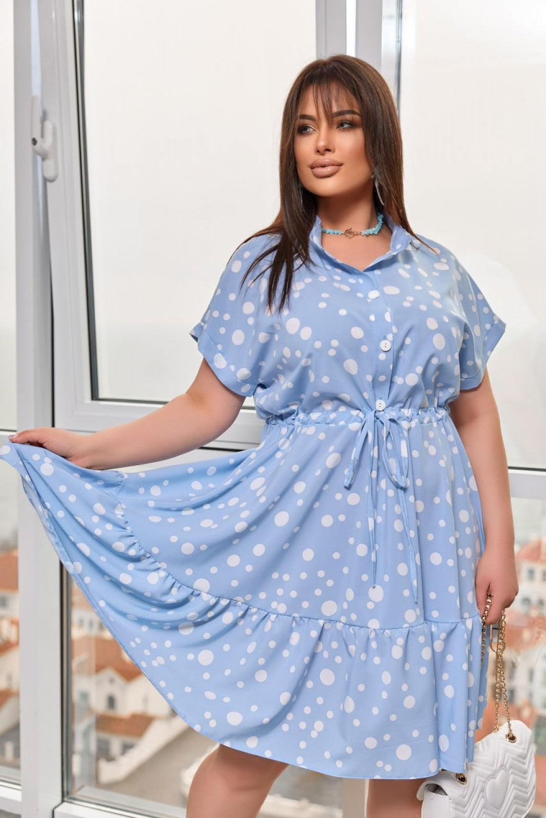 Női plus size pöttyös ruha 5226