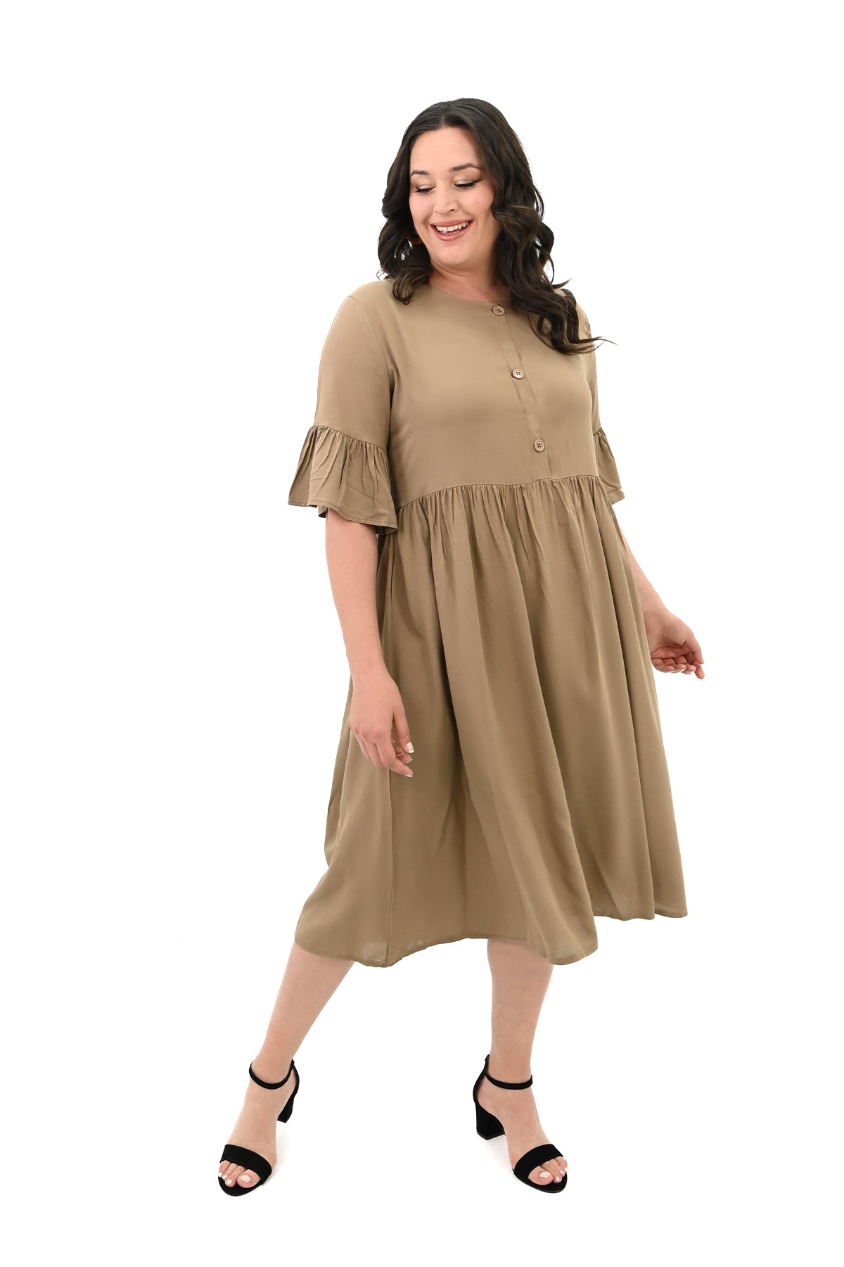 Női plus size ruha gombokkal és foltzsebekkel 5241-24 